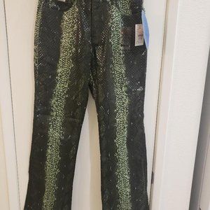 NEW RVT "REVOLT" OLIVE SNAKE SKIN JEANS STRETCH MISSY SIZE 11/12